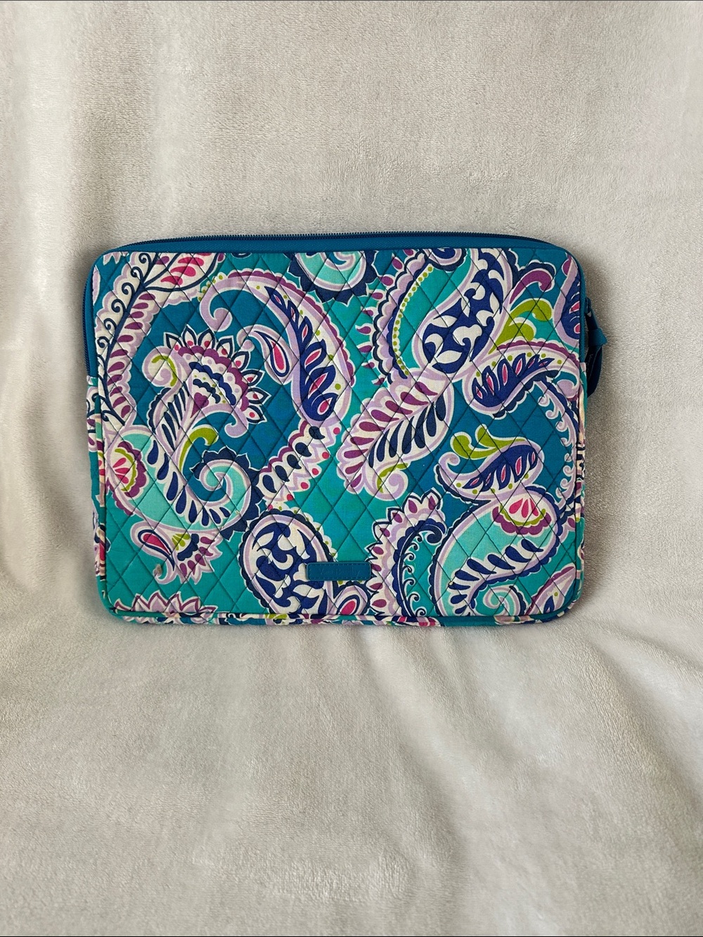 Vera Bradley Teal Paisley Quilted Laptop Sleeve/Bag